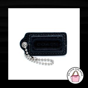 2" COACH BLACK EXOTIC Snakeskin Leather Nickel Fob Bag Charm Keychain Hang Tag